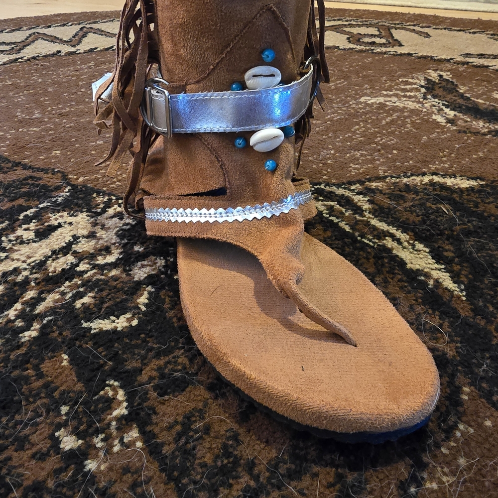 Brown and Silver Women's Fringe Boots